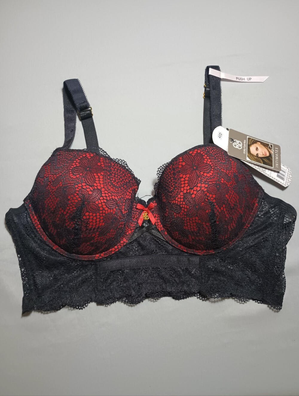 Daisy Fuentes Lace Black And Red Bra